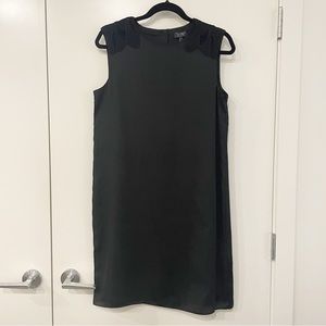Armani Jeans Black Shift Dress with Embroidered Shoulders Size 8